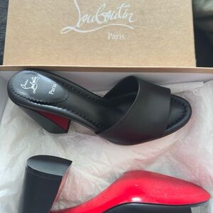 Christian Louboutin Black and Red Heeled Mules